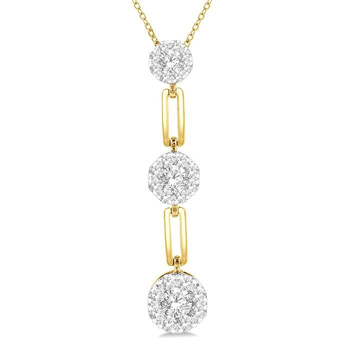 1/2 Ctw Shine Bright Round Cut Diamond Paperclip Link Pendant With Chain in 14K Yellow and White Gold