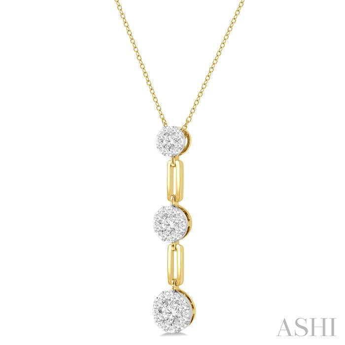 1/2 Ctw Shine Bright Round Cut Diamond Paperclip Link Pendant With Chain in 14K Yellow and White Gold