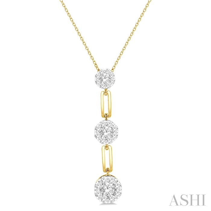 1/2 Ctw Shine Bright Round Cut Diamond Paperclip Link Pendant With Chain in 14K Yellow and White Gold