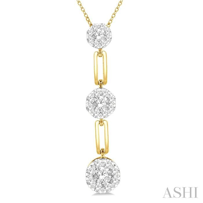 1/2 Ctw Shine Bright Round Cut Diamond Paperclip Link Pendant With Chain in 14K Yellow and White Gold