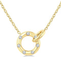 1/6 Ctw Round Cut Diamond Interlocked Mosaic Circle Fashion Petite Pendant With Chain in 10K Yellow Gold
