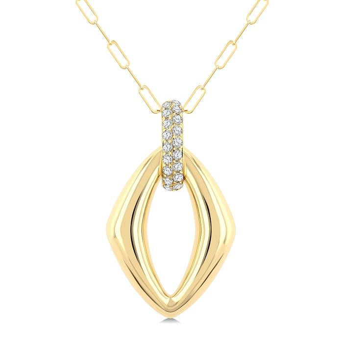 1/4 Ctw Open Window Marquise Shape Round Cut Diamond Aeris Gold Fashion Pendant With Chain in 14K Yellow Gold