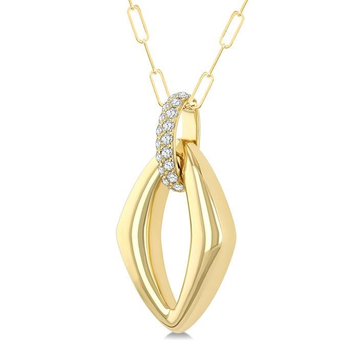 1/4 Ctw Open Window Marquise Shape Round Cut Diamond Aeris Gold Fashion Pendant With Chain in 14K Yellow Gold