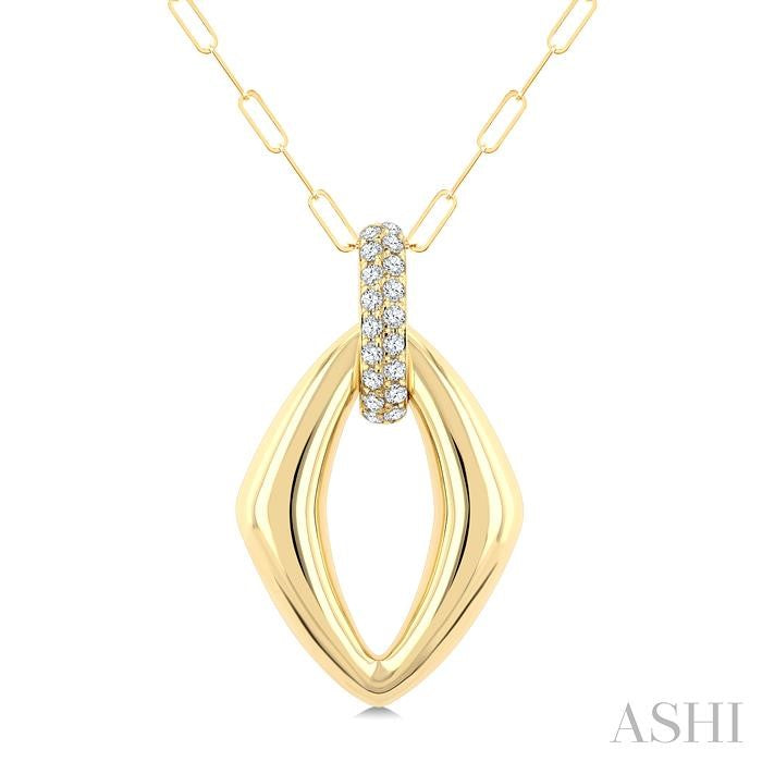1/4 Ctw Open Window Marquise Shape Round Cut Diamond Aeris Gold Fashion Pendant With Chain in 14K Yellow Gold
