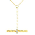 1/20 Ctw Round Cut Diamond  T-Bar Fashion Rope Necklace in 10K Yellow Gold