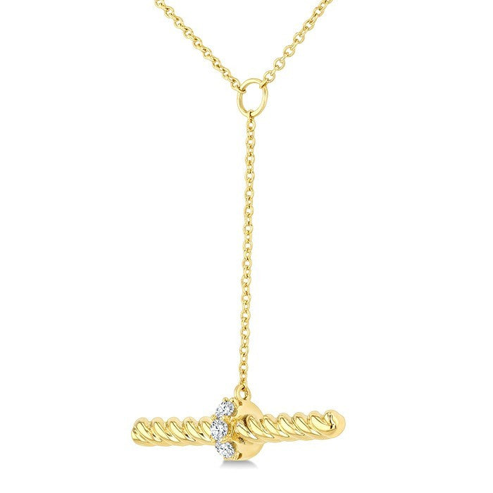 1/20 Ctw Round Cut Diamond  T-Bar Fashion Rope Necklace in 10K Yellow Gold