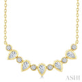 5/8 Ctw Bezel Set Pear and Round Cut Diamond Necklace in 14K Yellow Gold