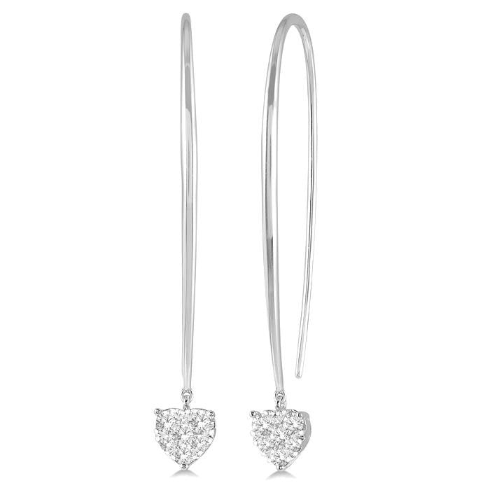 1/2 Ctw Heart Shape Shine Bright Round Cut Diamond Earrings in 14K White Gold