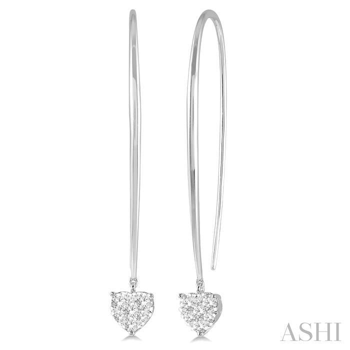 1/2 Ctw Heart Shape Shine Bright Round Cut Diamond Earrings in 14K White Gold