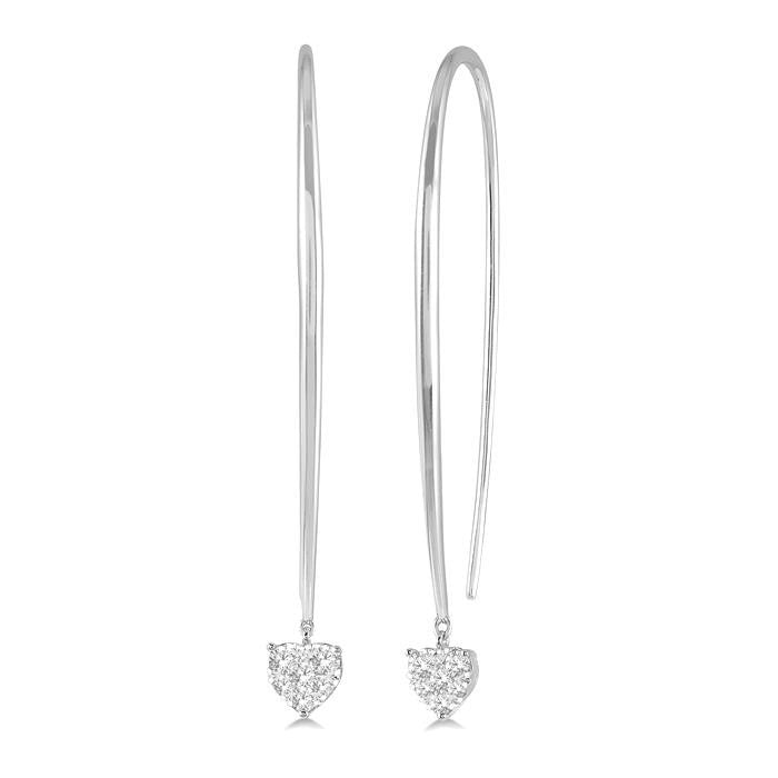 1/3 Ctw Heart Shape Shine Bright Round Cut Diamond Earrings in 14K White Gold