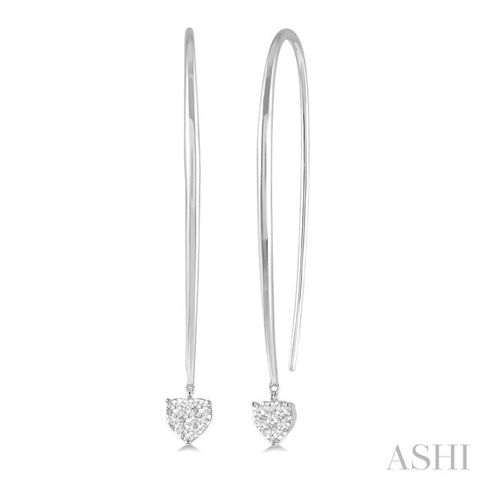 1/3 Ctw Heart Shape Shine Bright Round Cut Diamond Earrings in 14K White Gold