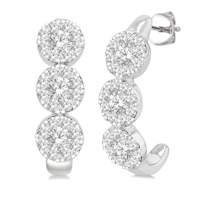 7/8 Ctw Shine Bright Round Cut Diamond Half Hoop Earrings in 14K White Gold