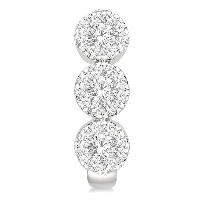 7/8 Ctw Shine Bright Round Cut Diamond Half Hoop Earrings in 14K White Gold