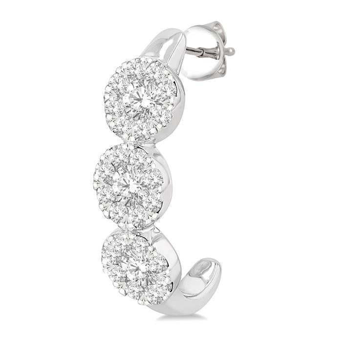 7/8 Ctw Shine Bright Round Cut Diamond Half Hoop Earrings in 14K White Gold