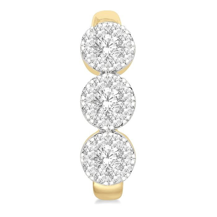 7/8 Ctw Shine Bright Round Cut Diamond Half Hoop Earrings in 14K Yellow and White Gold