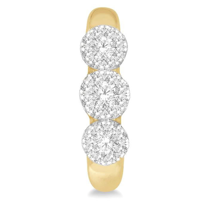 3 Stone Shine Bright Diamond Half Hoop Earrings