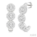 7/8 Ctw Lovebright Round Cut Diamond Half Hoop Earrings in 14K White Gold