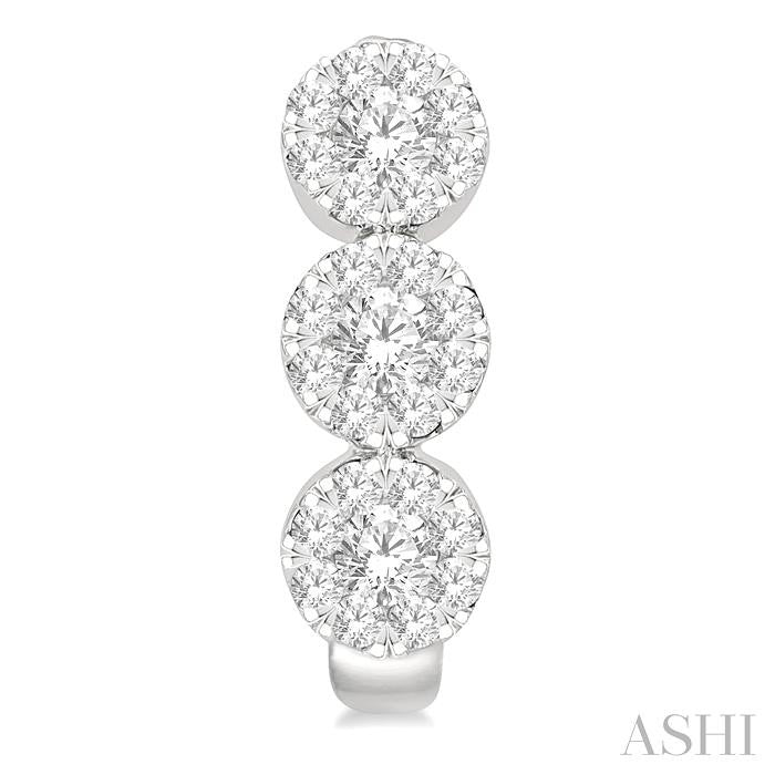 7/8 Ctw Lovebright Round Cut Diamond Half Hoop Earrings in 14K White Gold