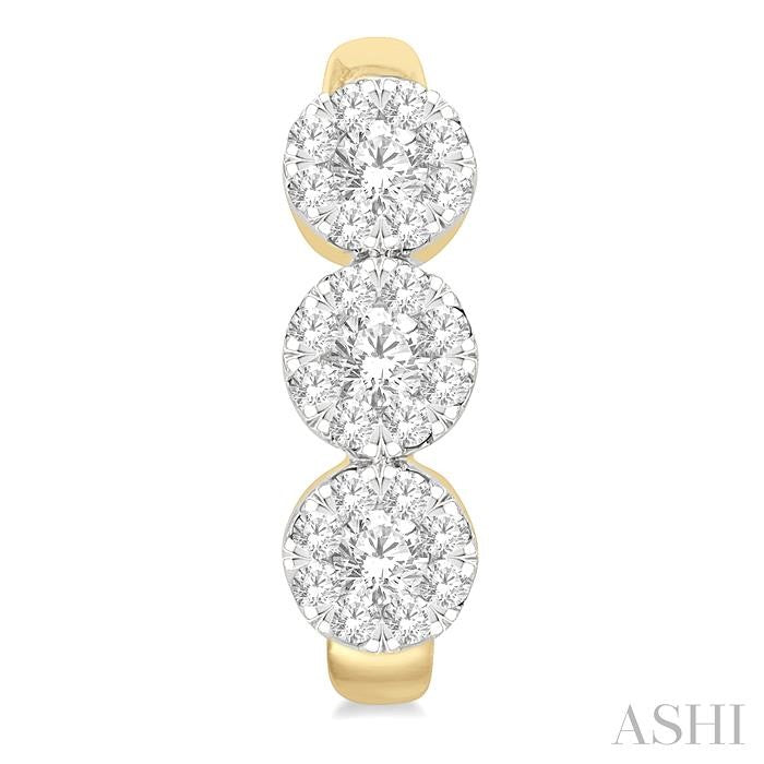 7/8 Ctw Shine Bright Round Cut Diamond Half Hoop Earrings in 14K Yellow and White Gold