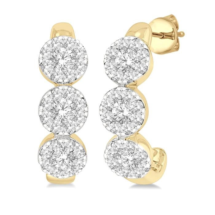 3/8 Ctw Shine Bright Round Cut Diamond Half Hoop Earrings in 14K Yellow and White Gold