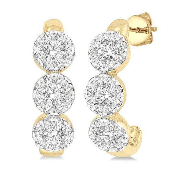 3/8 Ctw Shine Bright Round Cut Diamond Half Hoop Earrings in 14K Yellow and White Gold