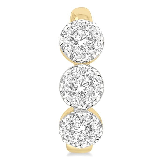 3/8 Ctw Shine Bright Round Cut Diamond Half Hoop Earrings in 14K Yellow and White Gold