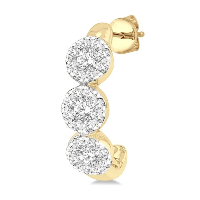 3/8 Ctw Shine Bright Round Cut Diamond Half Hoop Earrings in 14K Yellow and White Gold