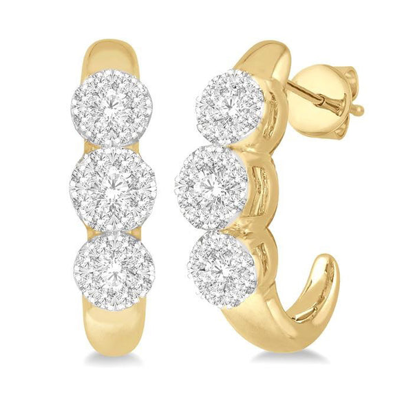 3/8 Ctw Shine Bright Round Cut Diamond Half Hoop Earrings in 14K Yellow and White Gold