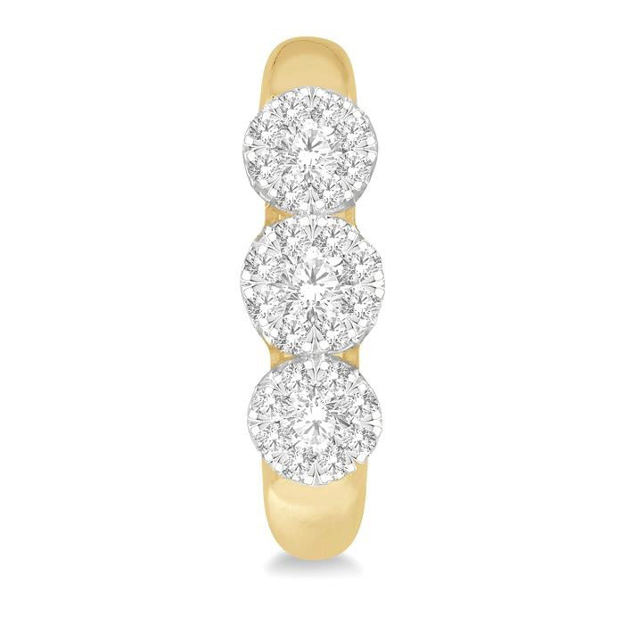 3 Stone Shine Bright Diamond Half Hoop Earrings