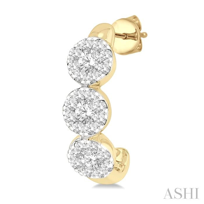 3/8 Ctw Shine Bright Round Cut Diamond Half Hoop Earrings in 14K Yellow and White Gold