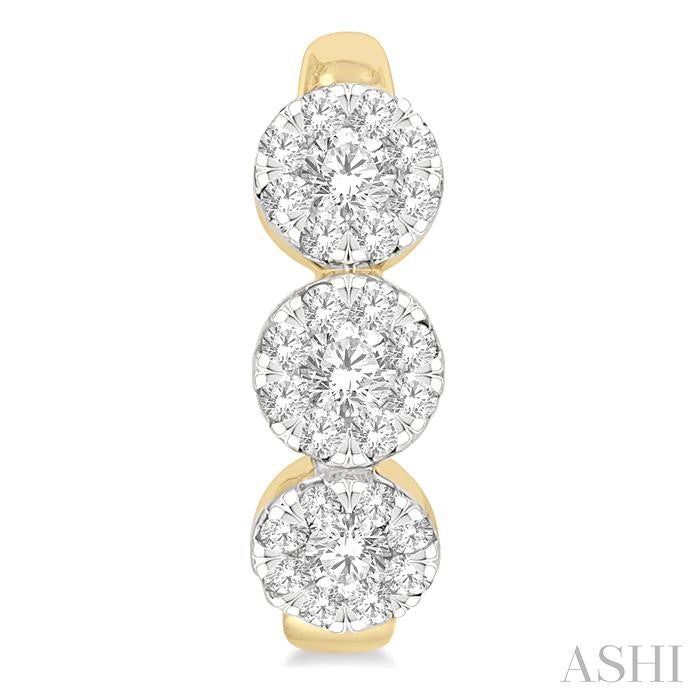 3/8 Ctw Shine Bright Round Cut Diamond Half Hoop Earrings in 14K Yellow and White Gold