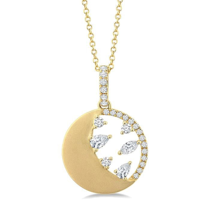 Yvette Cinder Circle Half Moon Diamond Fashion Pendant