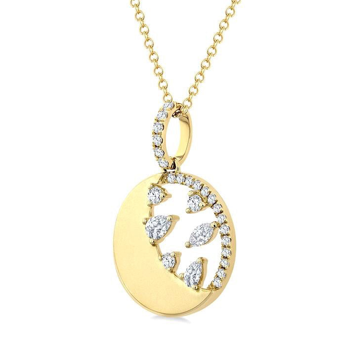 Yvette Cinder Circle Half Moon Diamond Fashion Pendant