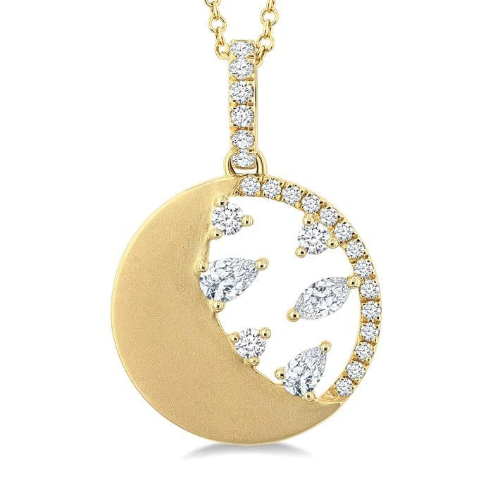 Yvette Cinder Circle Half Moon Diamond Fashion Pendant