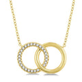 1/10 Ctw Interlocked Circle Round Cut Diamond Fashion Petite Pendant With Chain in 10K Yellow Gold