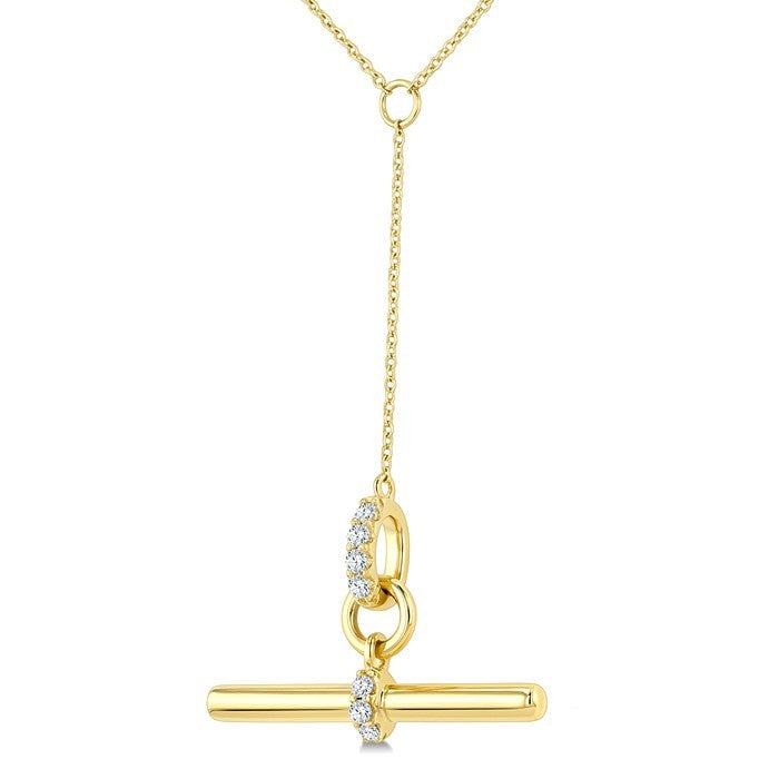 1/10 Ctw Round Cut Diamond T-Bar Fashion Necklace in 10K Yellow Gold