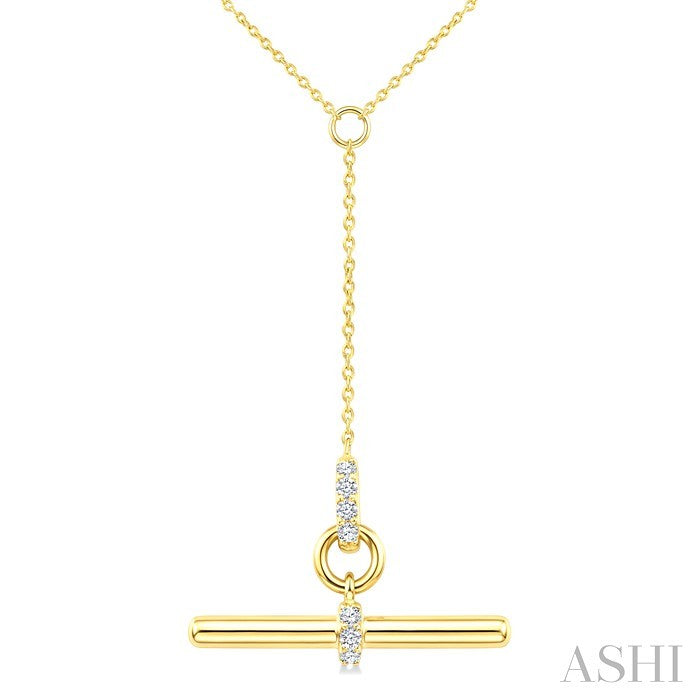 1/10 Ctw Round Cut Diamond T-Bar Fashion Necklace in 10K Yellow Gold