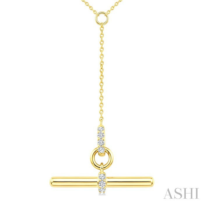 1/10 Ctw Round Cut Diamond T-Bar Fashion Necklace in 10K Yellow Gold