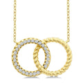 1/10 Ctw Round Cut Diamond Interlocked Circle Fashion Petite Pendant With Chain in 10K Yellow Gold