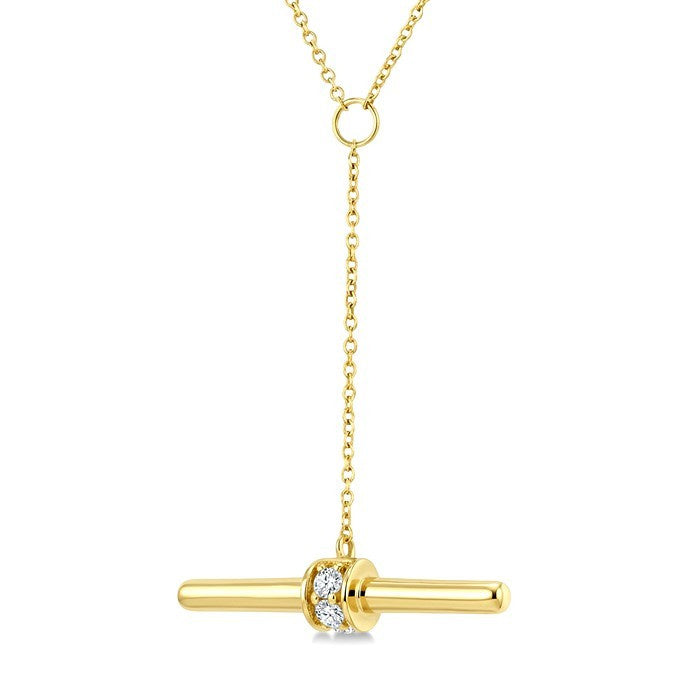 1/10 Ctw Round Cut Diamond T-Bar Fashion Necklace in 10K Yellow Gold