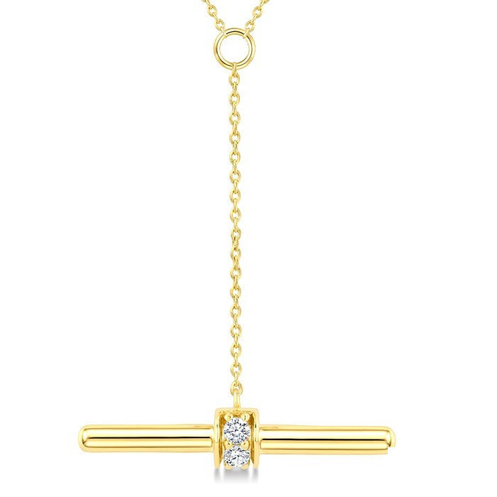 1/10 Ctw Round Cut Diamond T-Bar Fashion Necklace in 10K Yellow Gold