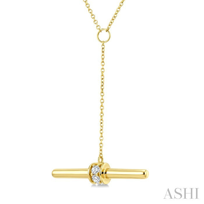 1/10 Ctw Round Cut Diamond T-Bar Fashion Necklace in 10K Yellow Gold