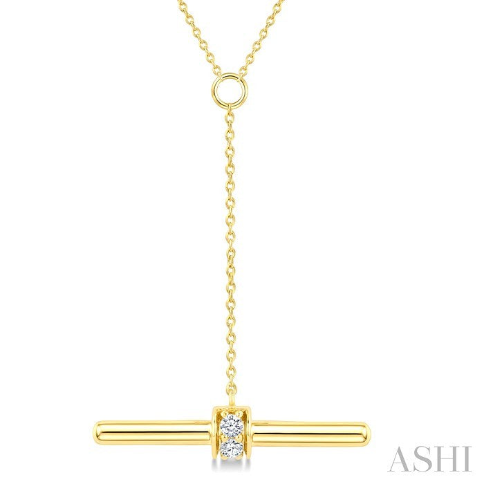 1/10 Ctw Round Cut Diamond T-Bar Fashion Necklace in 10K Yellow Gold