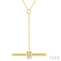 1/10 Ctw Round Cut Diamond T-Bar Fashion Necklace in 10K Yellow Gold