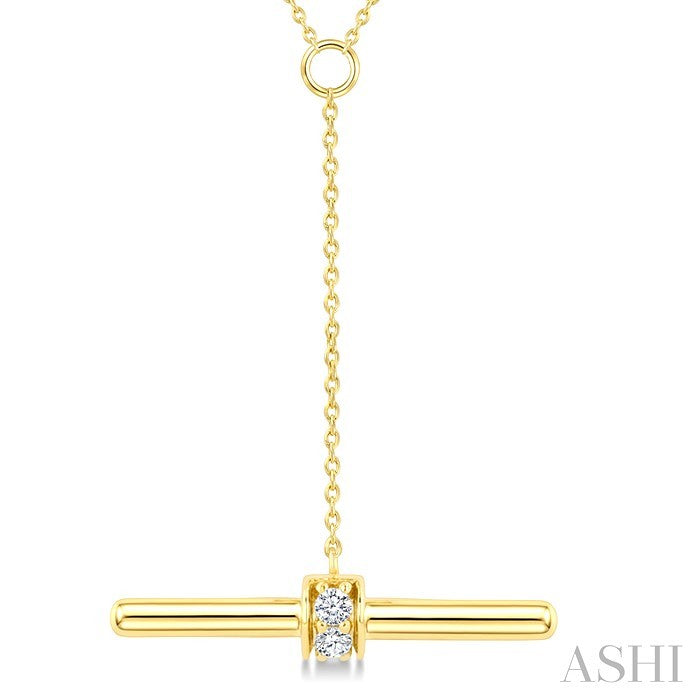 1/10 Ctw Round Cut Diamond T-Bar Fashion Necklace in 10K Yellow Gold