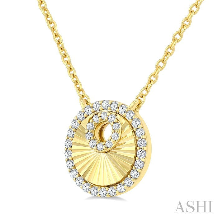 1/5 Ctw Round Cut Diamond Round Fluted Fashion Pirouette Pendant With Chain in 10K Yellow Gold