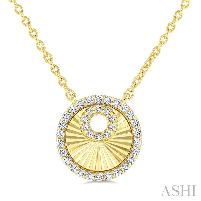 1/5 Ctw Round Cut Diamond Round Fluted Fashion Pirouette Pendant With Chain in 10K Yellow Gold