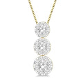 1/2 Ctw Shine Bright 3 stone Essential Round Cut Diamond Pendant with Chain in 14K Yellow and White Gold
