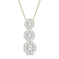 1/4 Ctw Shine Bright 3 stone Essential Round Cut Diamond Pendant with Chain in 14K Yellow and White Gold