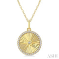 1/5 Ctw Fluted Circle Star Medallion Round Cut Diamond  Fashion Pendant With Chain in 14K Yellow Gold